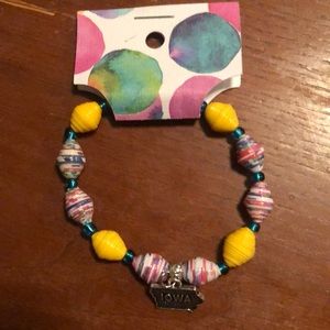 A fun colorful Iowan supporting bracelet handmade paper beads by me